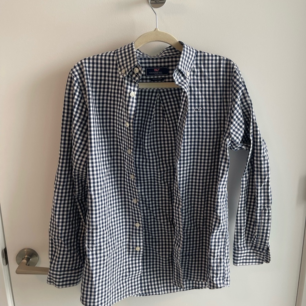 Vineyard Vines Checkered Plaid Whale Button-Down Shirt